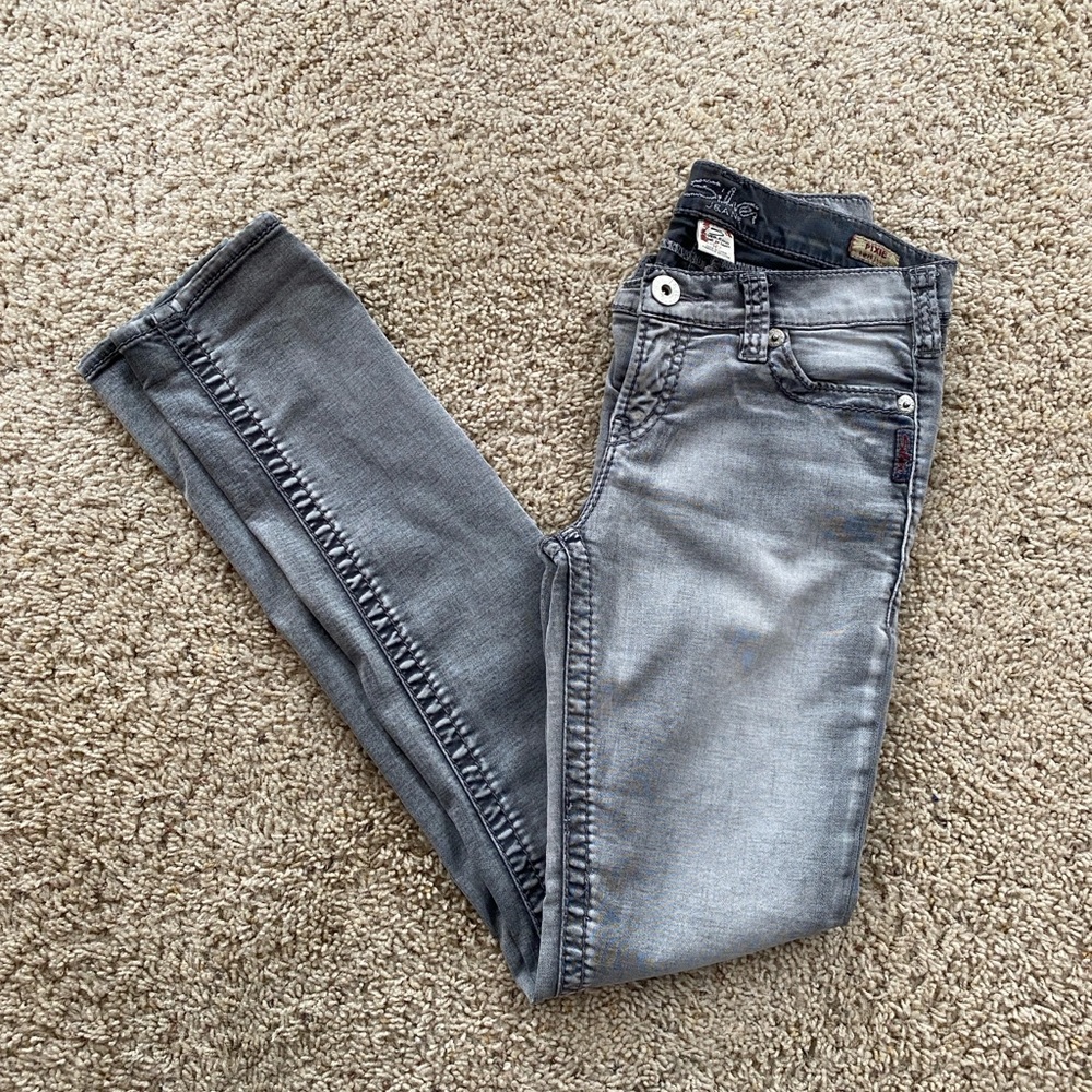 Women's Silver Super Skinny Gray Jeans Size 26